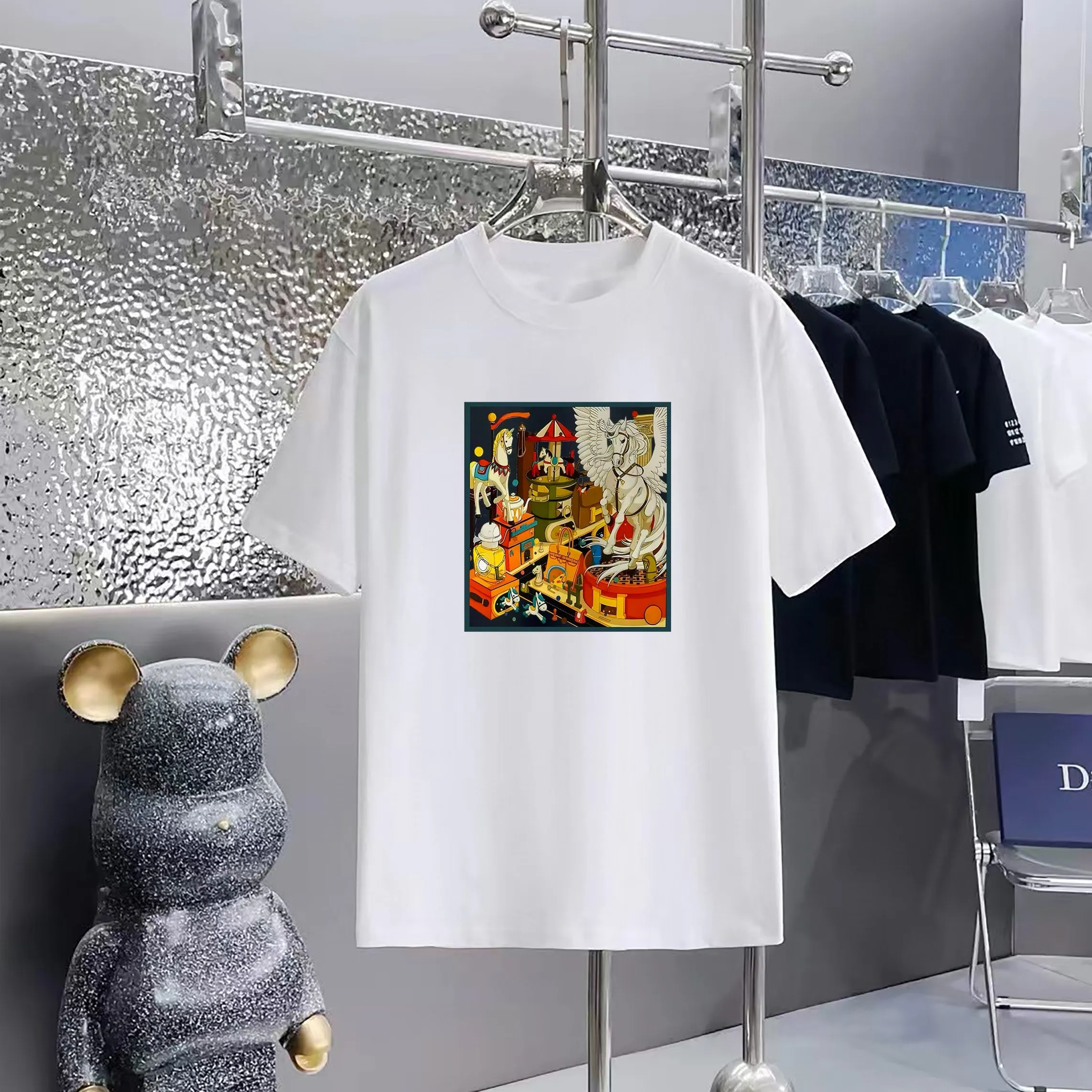 HERMES T 1:1 300 1×1 Same Style logo OXS 200 ：Black，White， ，Red， Size：XS-L